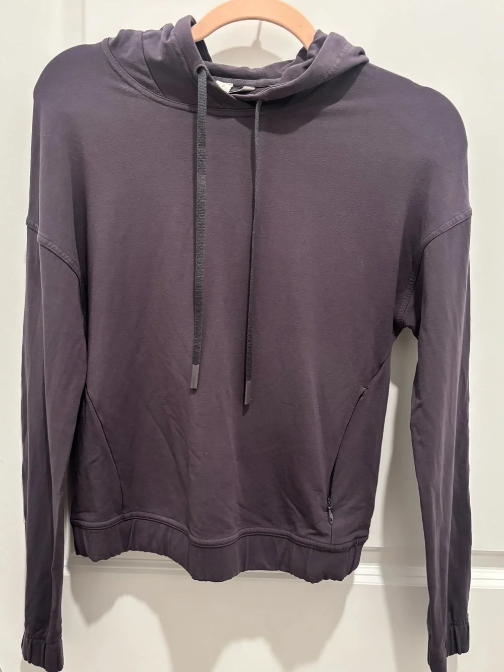 Lululemon Twisted & Tucked Hoodie Size 2 Gray Purple Modal Pullover Zip Pockets
